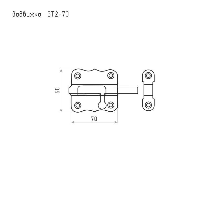 Схема Задвижка накладная ЗТ2-70 цвет Белый Нора-М