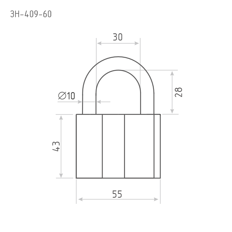 Схема Замок навесной ЗН-409 цвет Серый Нора-М