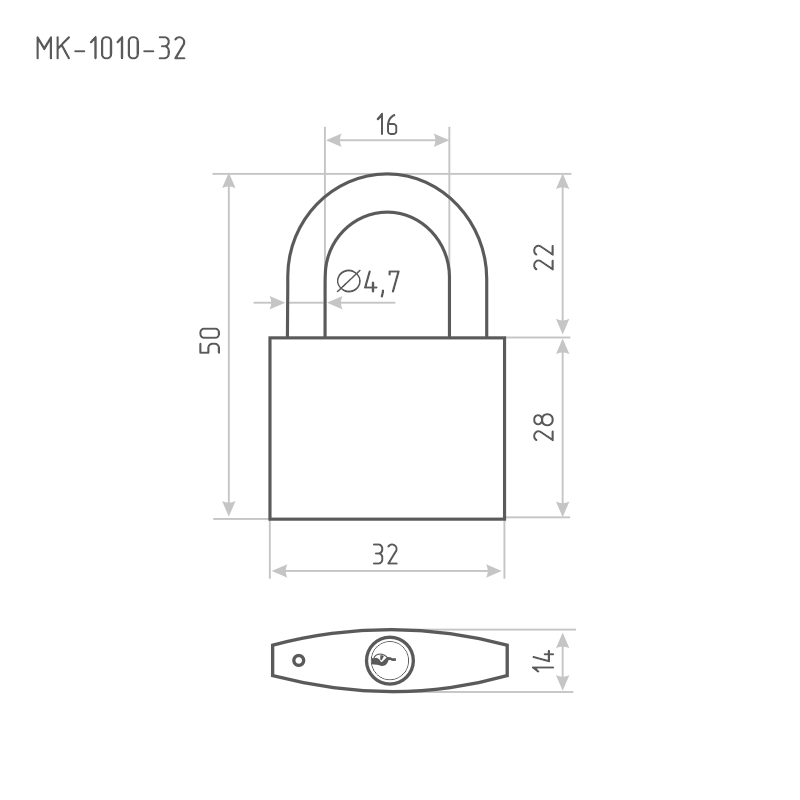 Схема Замок навесной МК-1010 мастер ключ цвет Темный Нора-М