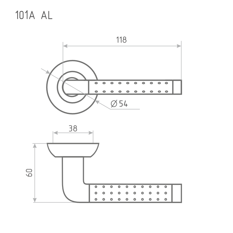 Схема Ручка дверная 101А  цвет Золото Нора-М