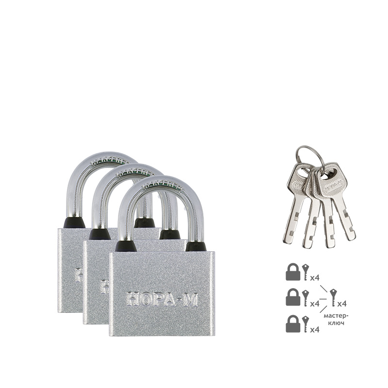 Замок навесной МС-1103 мастер-система цвет Серебро Нора-М