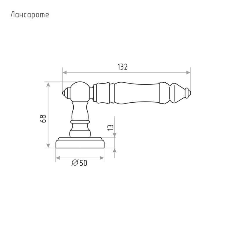 Схема Ручка дверная Лансароте цвет Застаренное серебро Нора-М