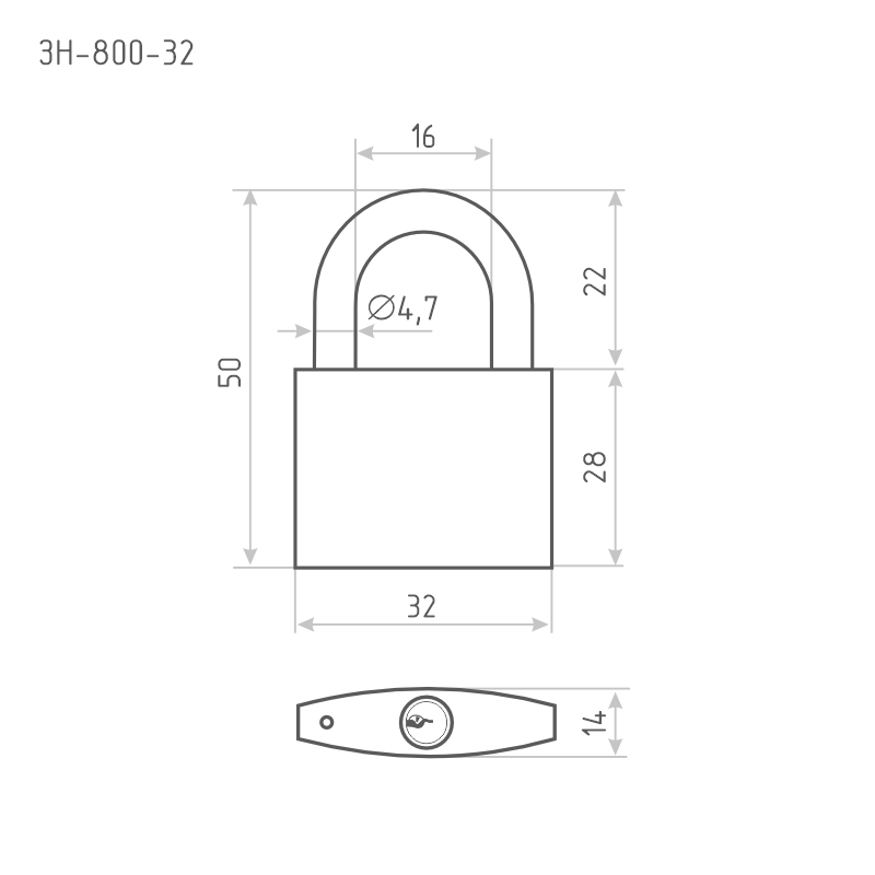 Схема Замок навесной ЗН-800 цвет Темный Нора-М