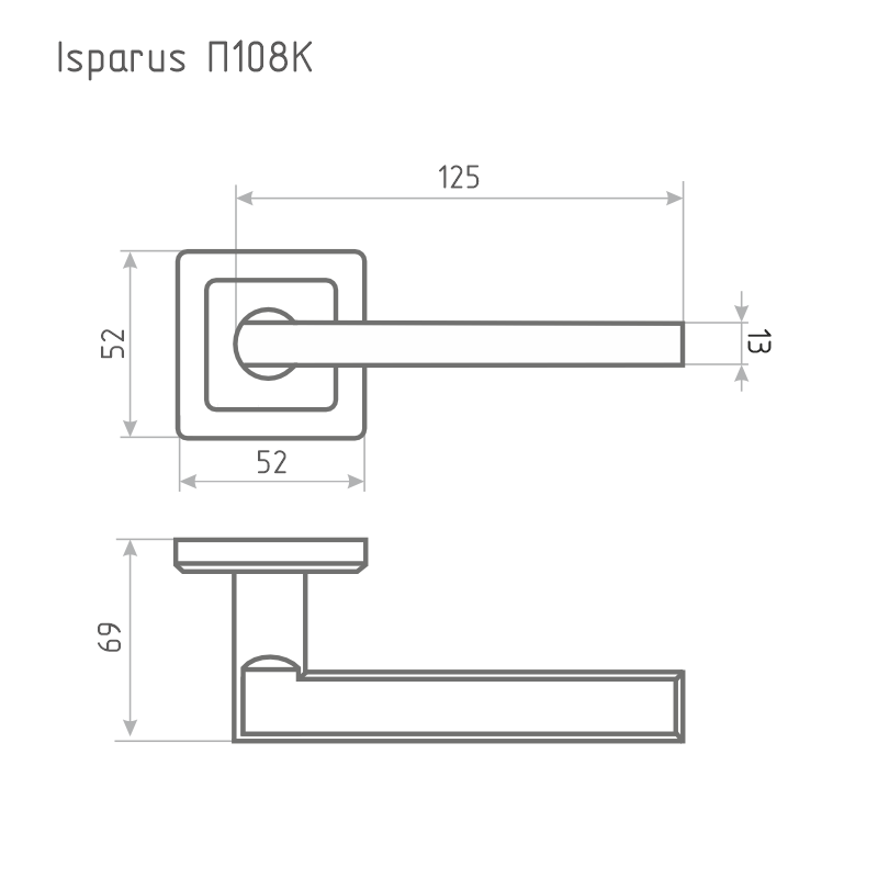 Схема Ручка дверная ISPARUS П108К цвет Матовый никель Нора-М