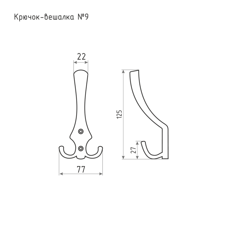 Схема Крючок вешалка №9 цвет Белый Нора-М