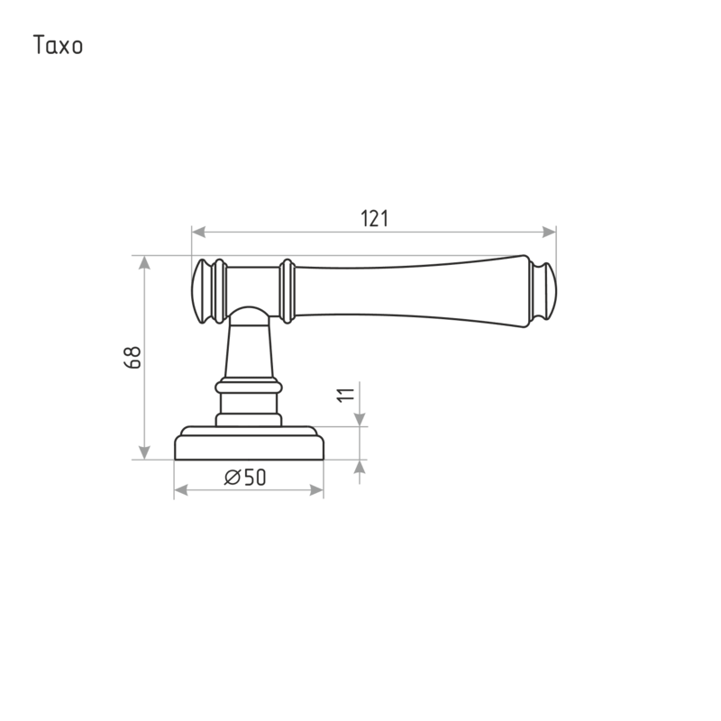 Схема Ручка дверная Тахо цвет Застаренное серебро Нора-М