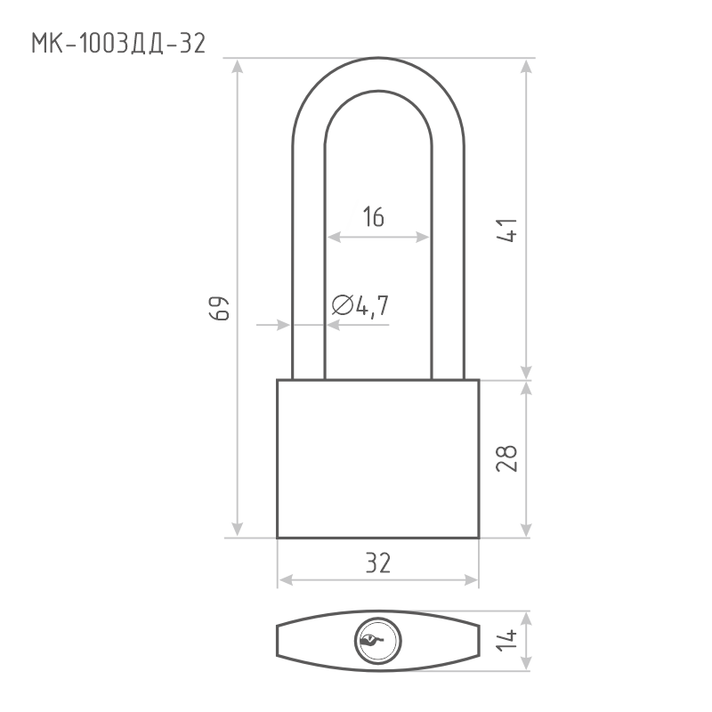 Схема Замок навесной МК-1003ДД мастер ключ цвет Темный Нора-М