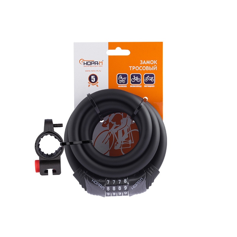 Комплектация и упаковка Велосипедный замок №21 с креплением на раму цвет Черный Нора-М