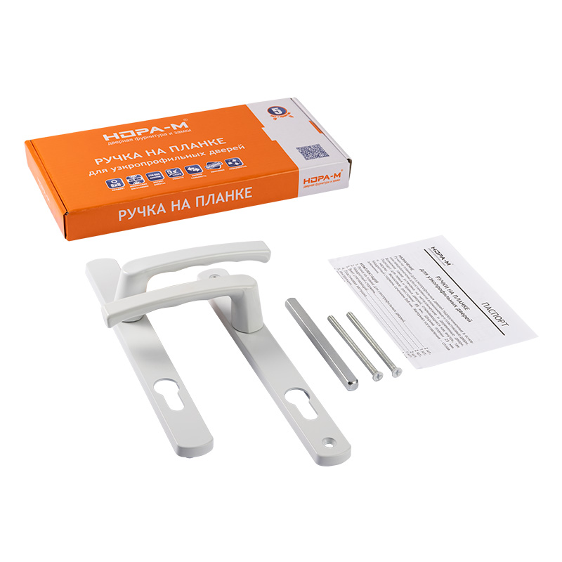 Комплектация и упаковка Ручки для узкопрофильных дверей РПУ 25-85 цвет Белый Нора-М