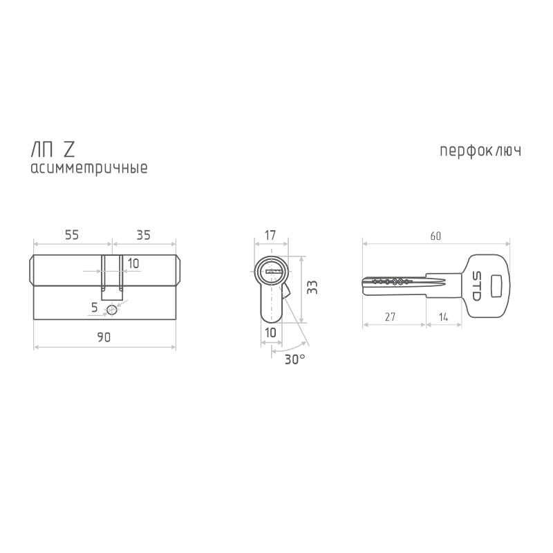 Схема Цилиндр STD Z ЛПВ цвет Черный Нора-М