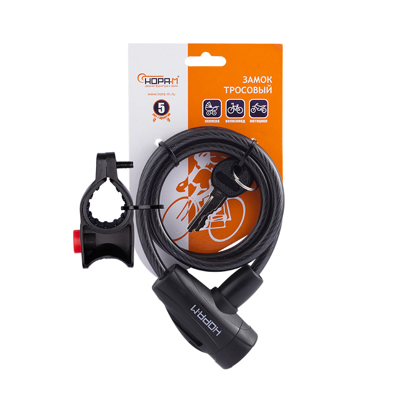 Комплектация и упаковка Велосипедный замок №23 с креплением на раму цвет Черный Нора-М