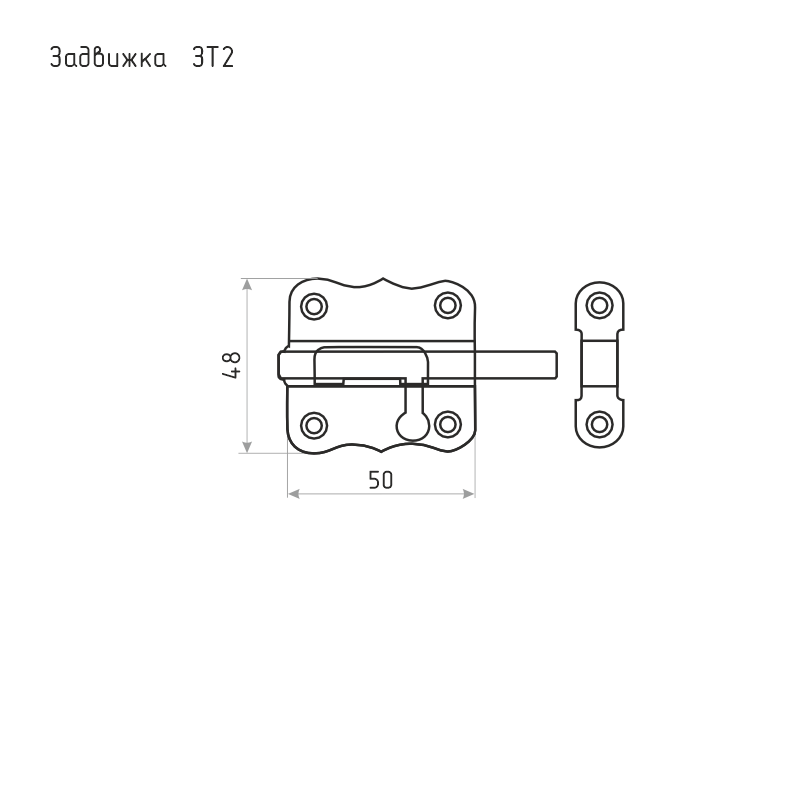 Схема Задвижка накладная ЗТ2 цвет Белый Нора-М
