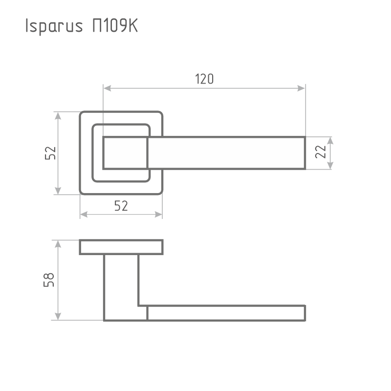 Схема Ручка дверная ISPARUS П109К цвет Матовый никель Нора-М
