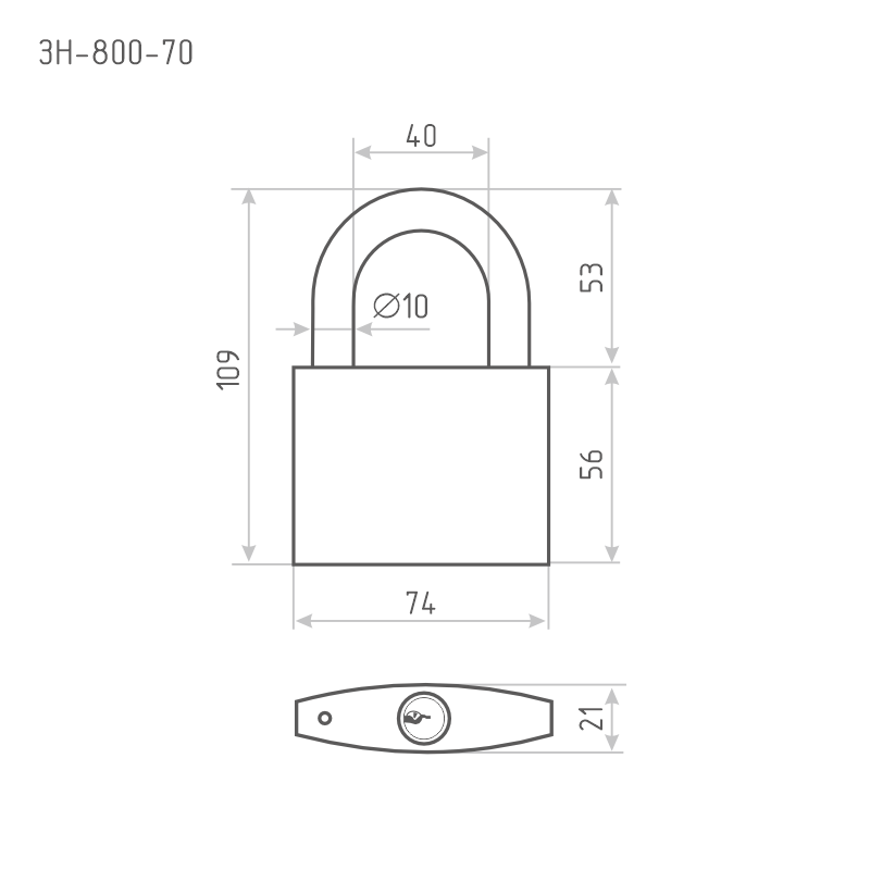 Схема Замок навесной ЗН-800 цвет Темный Нора-М