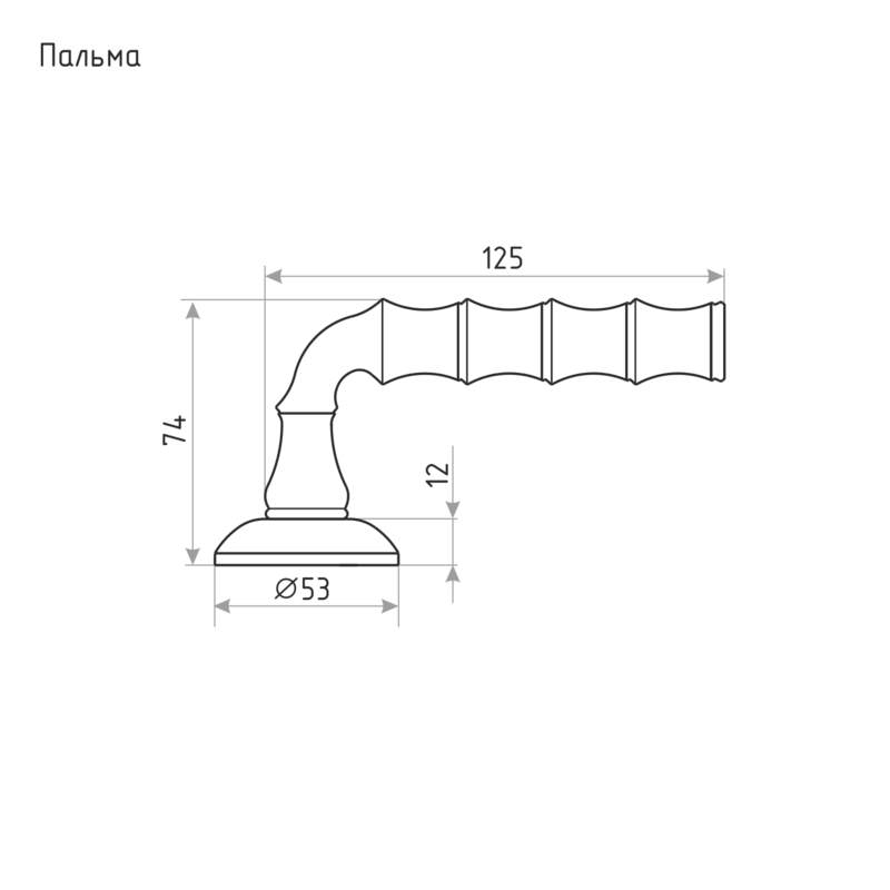 Схема Ручка дверная Пальма цвет Застаренное серебро Нора-М