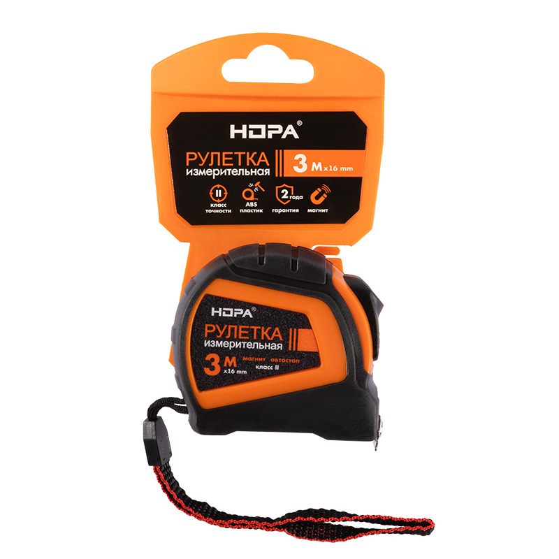 Комплектация и упаковка Рулетка измерительная  Нора-М ударопрочная 3 м х 16 мм цвет Оранжевый Нора-М