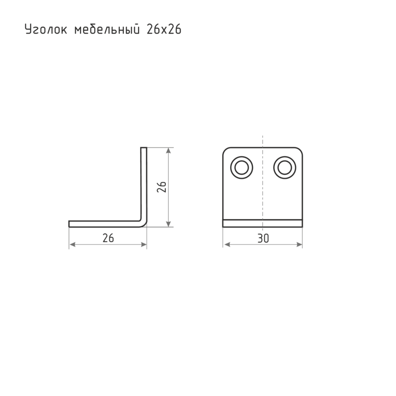 Схема Уголок мебельный 26*26 цвет Цинк Нора-М