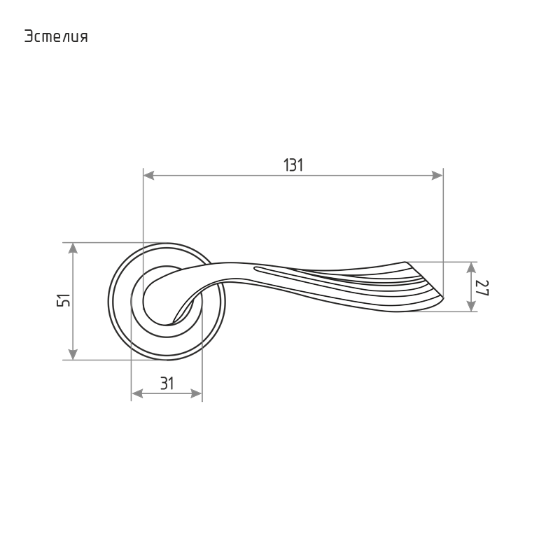 Схема Ручка дверная Эстелия цвет Застаренная бронза Нора-М