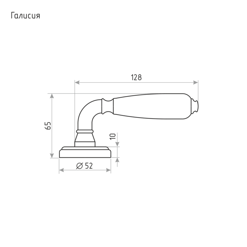 Схема Ручка дверная Галисия цвет Белый фарфор/Застаренная бронза Нора-М