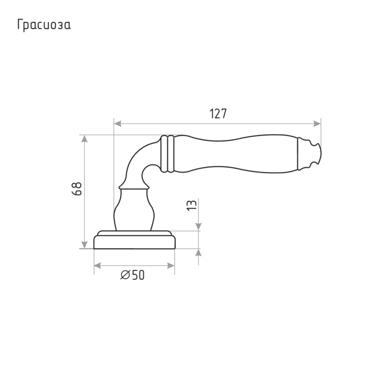 Схема Ручка дверная Грасиоза цвет Застаренная бронза Нора-М