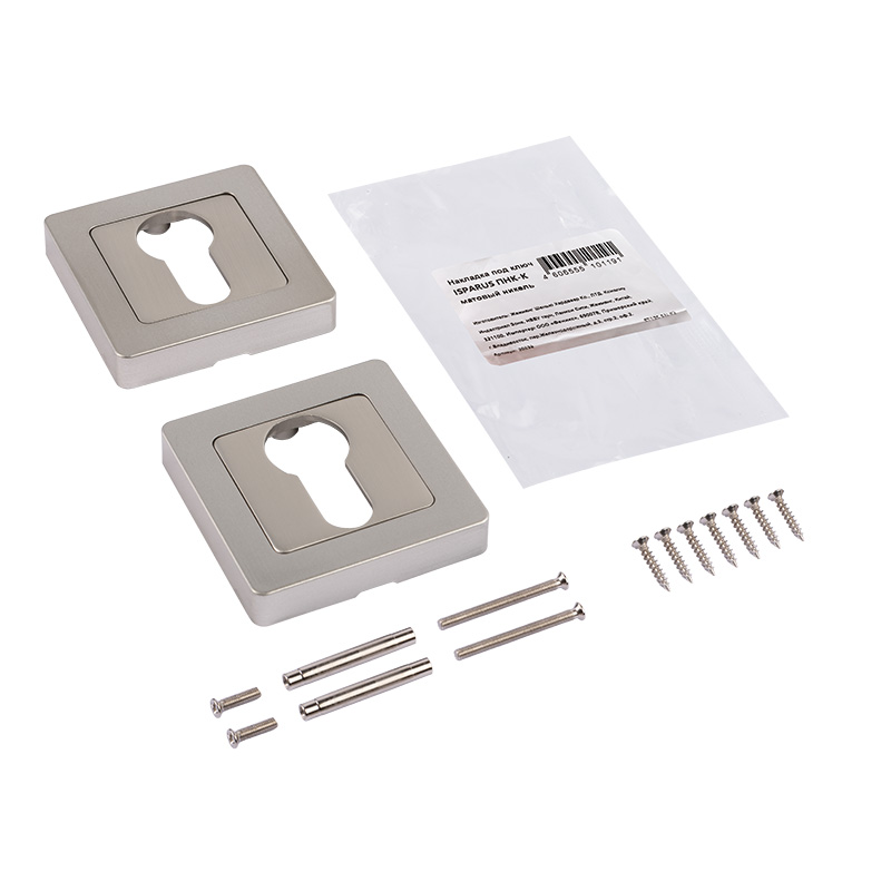 Комплектация и упаковка Накладка дверная ISPARUS ПНК-К цвет Матовый никель Нора-М