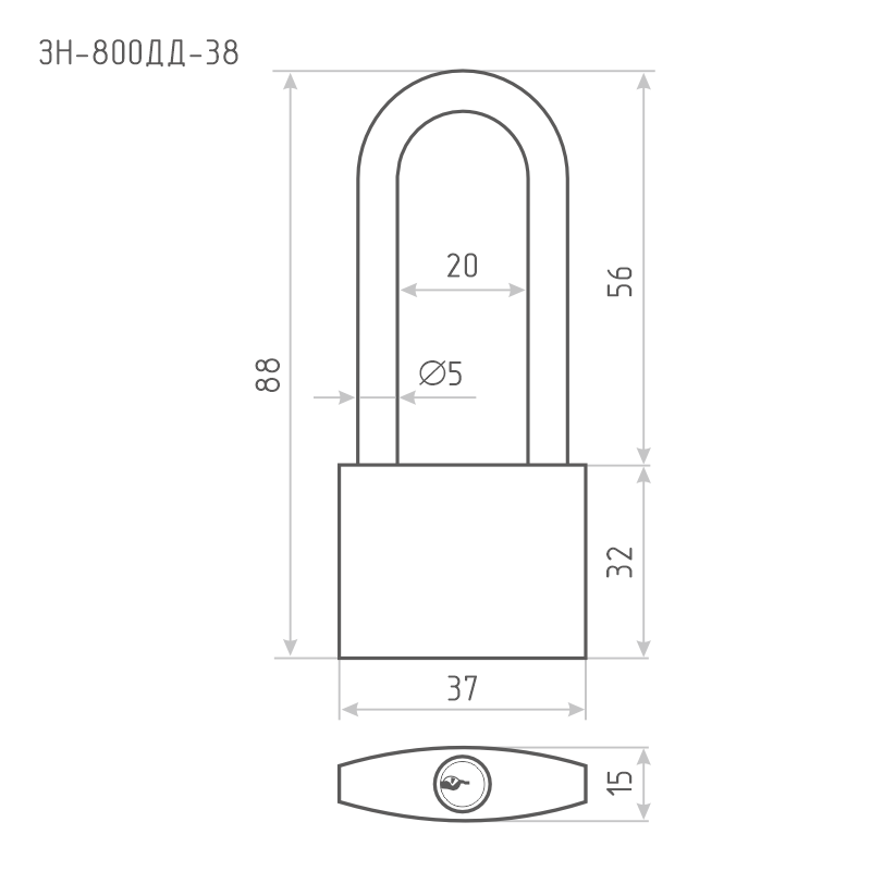 Схема Замок навесной ЗН-800дд цвет Темный Нора-М
