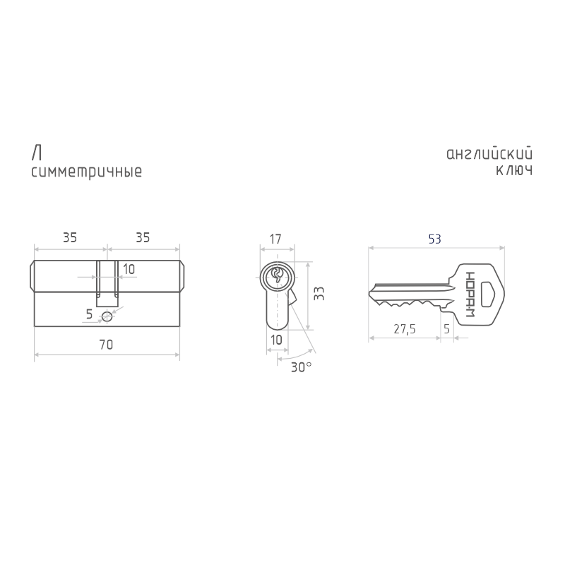 Схема Цилиндр Л цвет Хром Нора-М