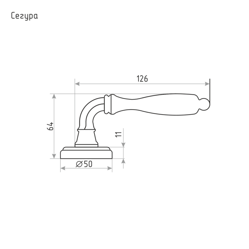 Схема Ручка дверная Сегура цвет Застаренная бронза Нора-М