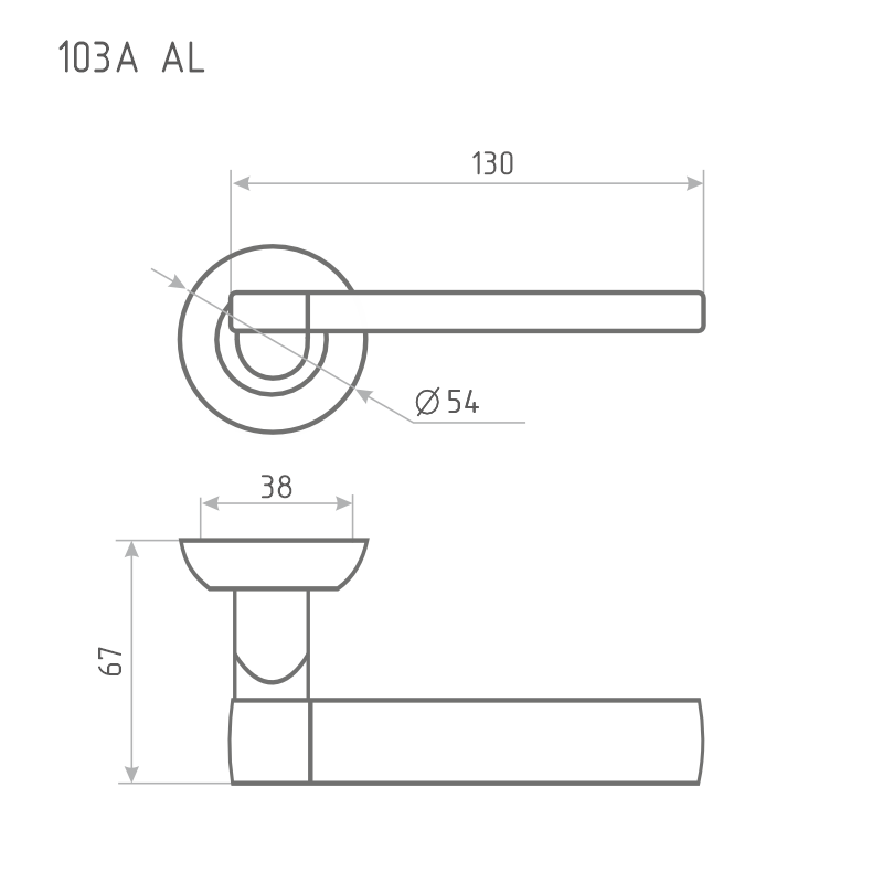 Схема Ручка дверная 103А AL цвет Белый Нора-М