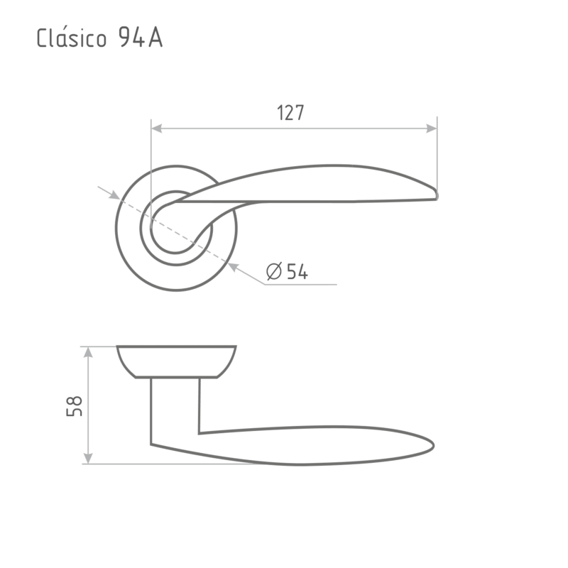 Схема Ручка дверная 94 A Clásico цвет Старая медь Нора-М